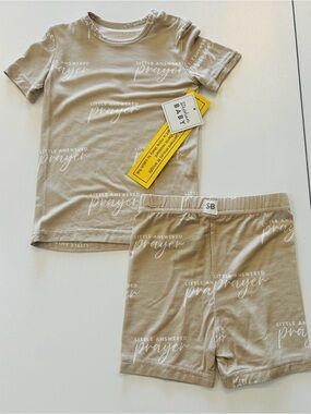 Beige 'Little Answered Prayer' Tee & Shorts Bamboo Set 6/12 month